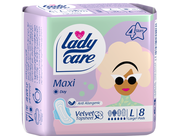 نوار بهداشتی بالدار مخملی نیمه نازک ایرلید (ماکسی) سایز بزرگ